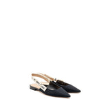 Dior Ballerina Slingback Sandals Fabric/Leather Black 1