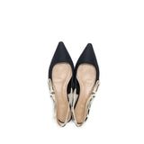 Dior Ballerina Slingback Sandals Fabric/Leather Black 4