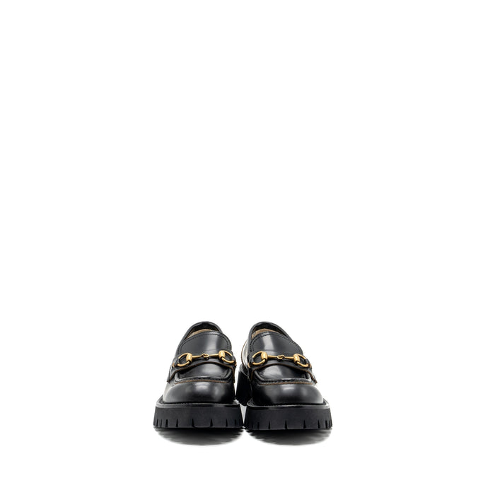 Gucci Leather Lug Sole Horsebit Loafer Black GHW