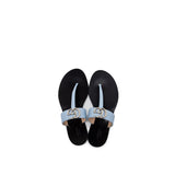 Gucci Leather Thong Sandal With Double G Leather Light Blue SHW 3