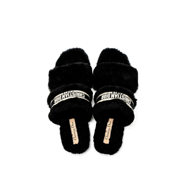 Dior Chez Moi Sandals Shearling Black