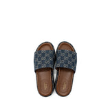 Gucci Platform Slide Sandals GG Supreme Blue Denim 4