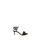 Dior DWay High-Heeled Sandals Embroidered Satin Leather Black SHW 5