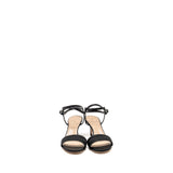 Dior DWay High-Heeled Sandals Embroidered Satin Leather Black SHW 2