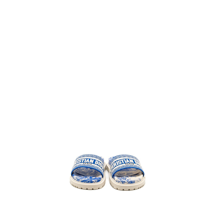 Dior Sandals Embroidered Cotton/ Rubber Blue