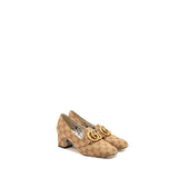 Gucci Victoire GG Marmont Block Heel Pumps Canvas Beige GHW 1