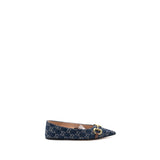 Gucci GG Horsebit Ballerina Shoes GG Supreme Denim GHW 4