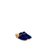 Gucci Horsebit Princetown Fur Slipper Velvet Blue GHW 1