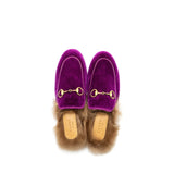 Gucci Horsebit Princetown Fur Slipper Velvet Purple GHW 4