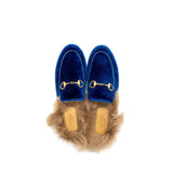 Gucci Horsebit Princetown Fur Slipper Velvet Blue GHW 4