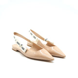 Christian Dior Slingback Ballet Flats Patent Leather Beige 1