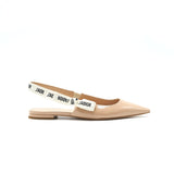 Christian Dior Slingback Ballet Flats Patent Leather Beige 4