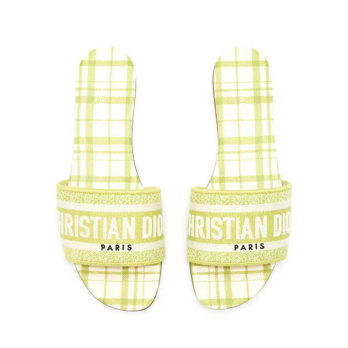Dior DWay Slide Lime Embroidered Cotton