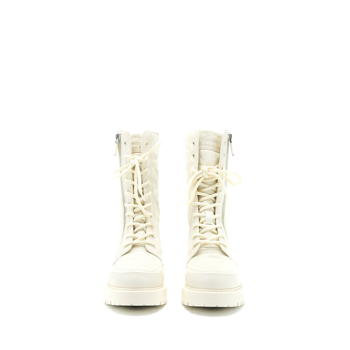 Dior D-Leader Ankle Boot Quilted Cannage Calfskin White SHW