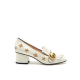 Gucci Embroidered Marmont Pumps in White 4