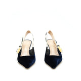 Dior Slingback Pump Velvet Navy 2