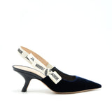 Dior Slingback Pump Velvet Navy 5