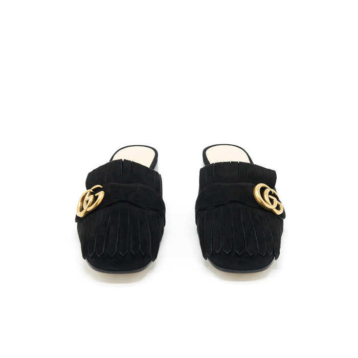 Gucci GG Suede Leather Mules Black