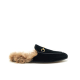 Gucci Velvet Mules Fur Black 5
