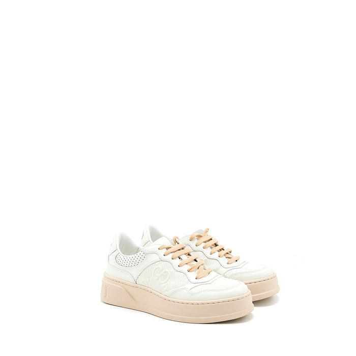 Gucci Women’s GG Embossed Sneaker White/Pink