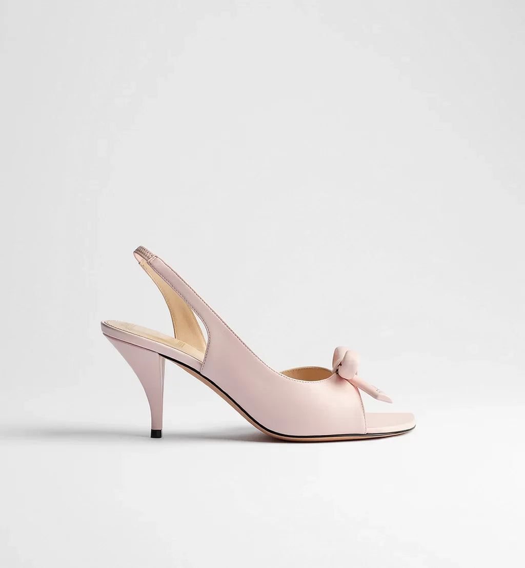 Dior Bow Heeled Slingback Sandal Pink