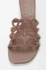Loewe Petal Anagram Slide In Rhinestone-embellished Suede 4