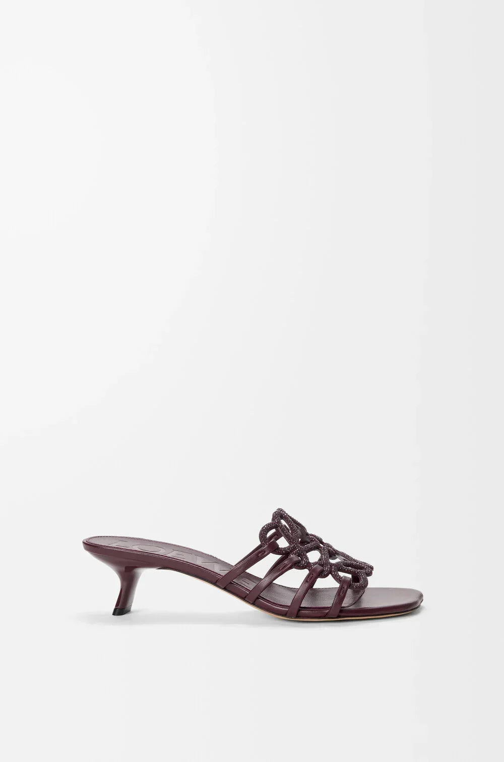 Loewe Petal Anagram Slide In Rhinestone-embellished Suede