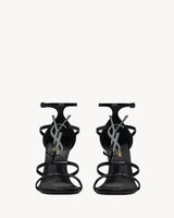 YSL Cassandra Sandals in Patent Leather Black Emblem 2