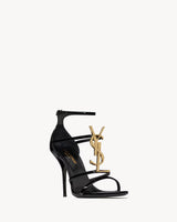 YSL Cassandra Sandals in Patent Leather Gold Emblem 1