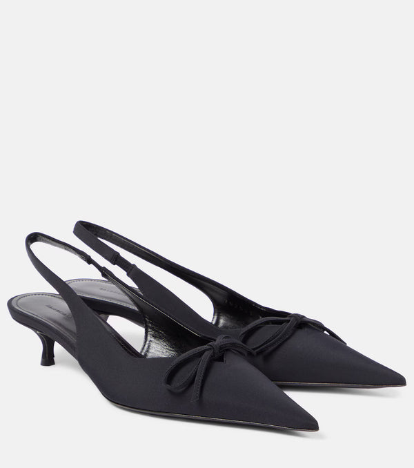Balenciaga Knife Bow-Embellished Twill Slingback Pumps