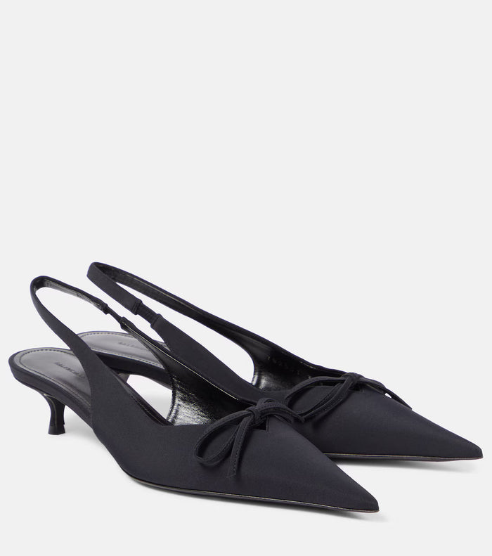 Balenciaga Knife Bow-Embellished Twill Slingback Pumps