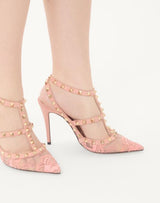 Valentino Rockstud Lace Pump with Straps 1