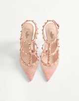 Valentino Rockstud Lace Pump with Straps 2