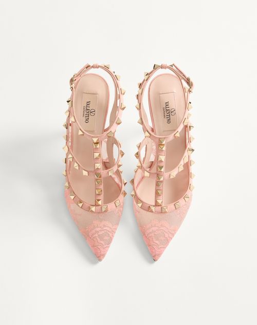 Valentino Rockstud Lace Pump with Straps