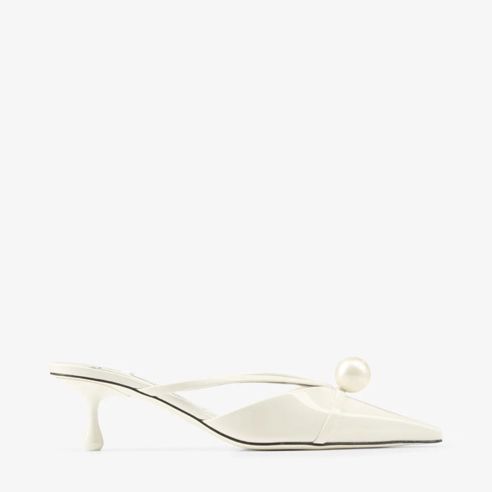Jimmy Choo Sana 50 Faux Pearl-Embellished Satin Mules