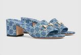 Gucci Platform Slide Sandal With Horsebit Blue Denim 1
