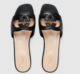 Gucci Slide Sandal With Interlocking G Black 4