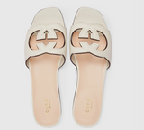 Gucci Slide Sandal With Interlocking G White 3