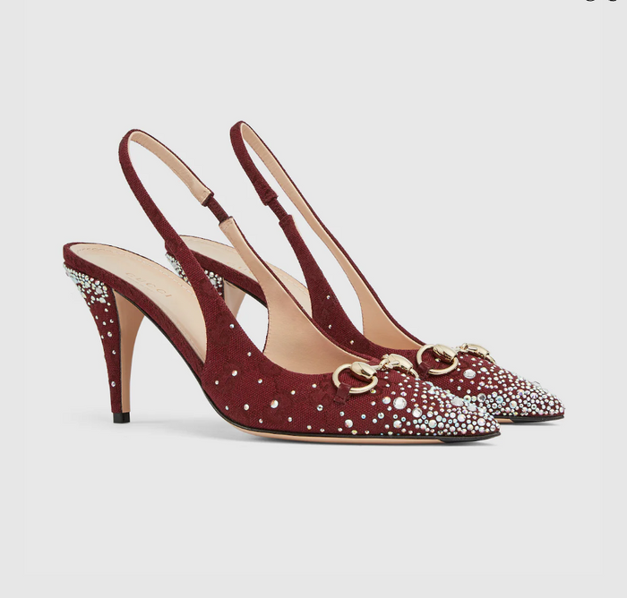 Gucci Slingback Pump with Crystal Horsebit