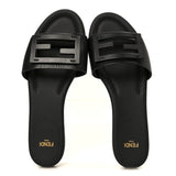 Fendi Baguette Flat Slide in Black Calfskin 2