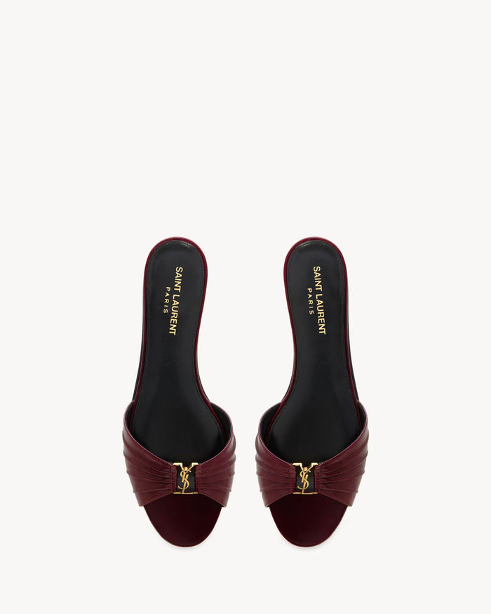 YSL Babylone Slides in Smooth Leather Vintage Bordeaux
