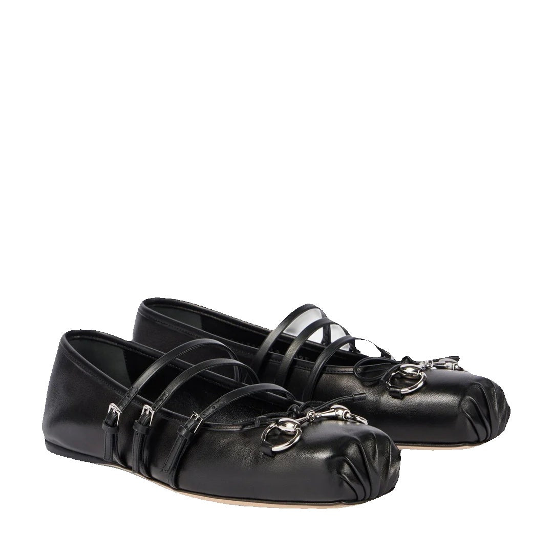 Gucci Shearling Ballerinas Black