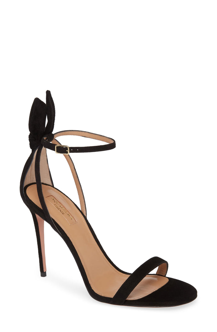 Aquazzura Bow Tie 105 Sandal in Black Suede