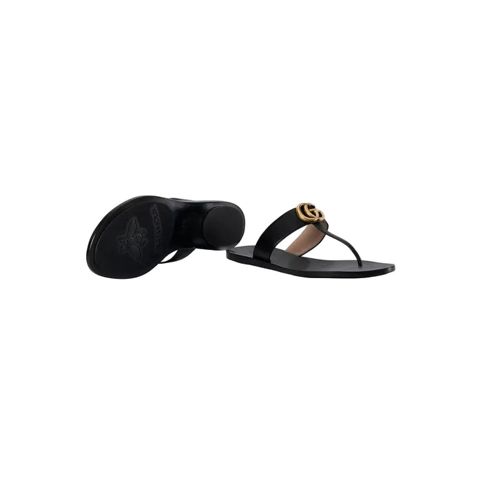 Gucci Vittoria Thong Sandal, Leather Black
