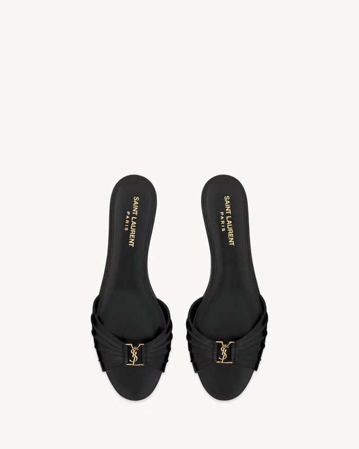 YSL Babylone Slides in Smooth Leather