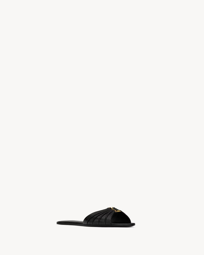 YSL Babylone Slides in Smooth Leather