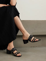 Balenciaga City Embellished Crinkled Leather Mules 3
