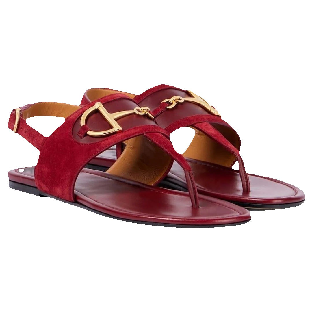 Gucci Rubber Horsebit Thong Sandals Vintage Camel