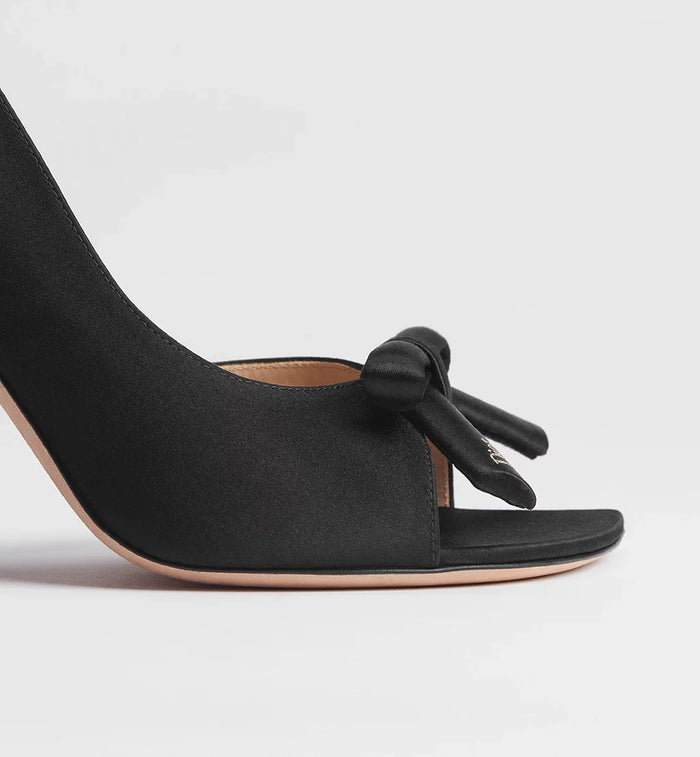 Dior Bow Heeled Slingback Sandal Black
