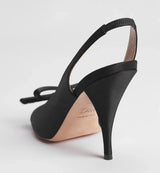 Dior Bow Heeled Slingback Sandal Black 3